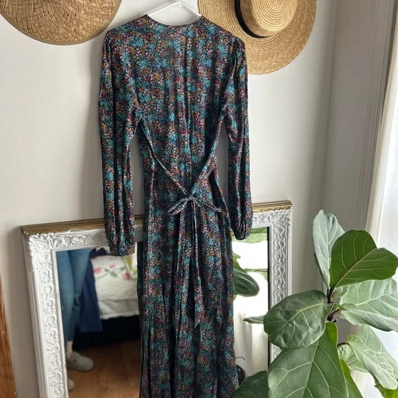 DÔEN Charleston Dress Ladybird Floral Maxi Midi | Size Medium Cottagecore - Picture 4 of 9